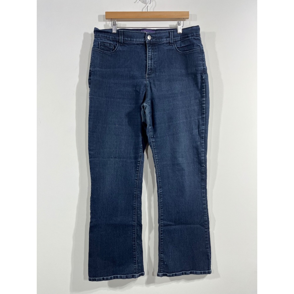 NYDJ Dark Wash Lift‎ Tuck Straight Leg Blue Denim Womens 16 Mature Timeless